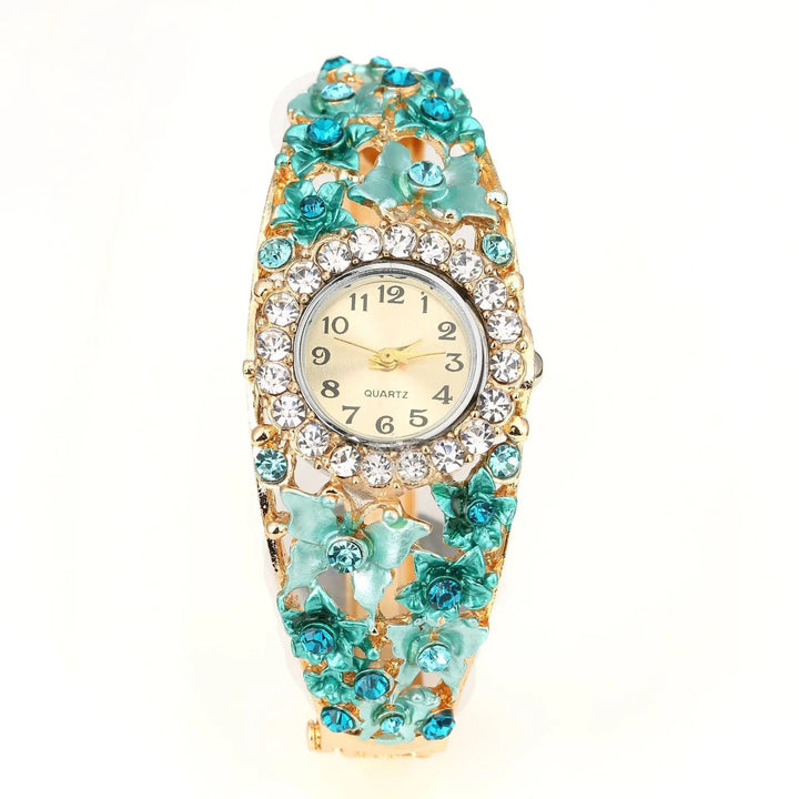 Fashion Flower Womens Bangle Watches Luxury Stainless Steel Rhinestone Quartz Watch Women Vintage Elegant Ladies Image 4