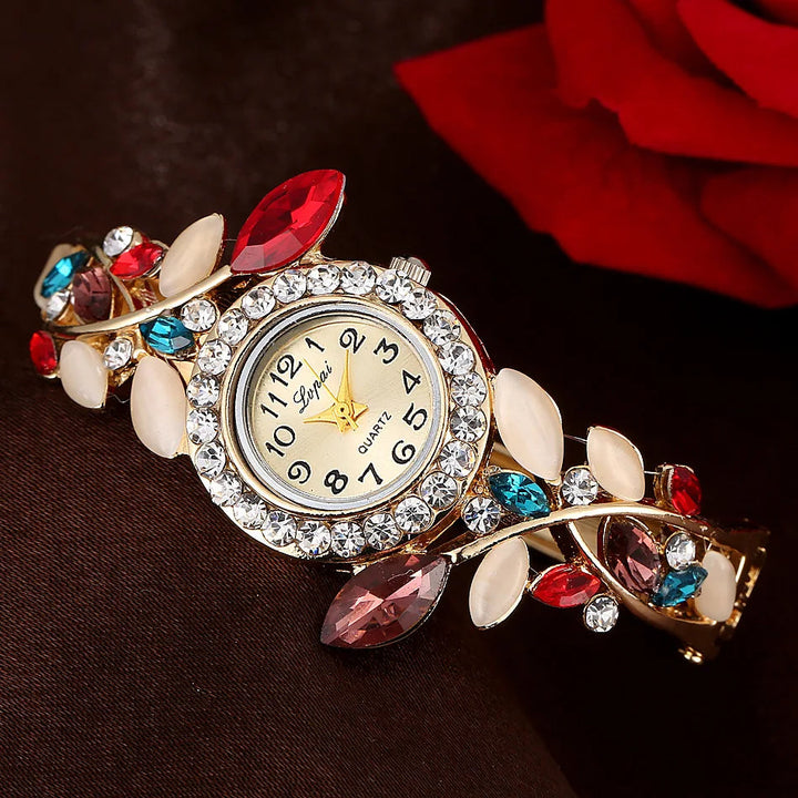 Fashion Flower Womens Bangle Watches Luxury Stainless Steel Rhinestone Quartz Watch Women Vintage Elegant Ladies Image 8