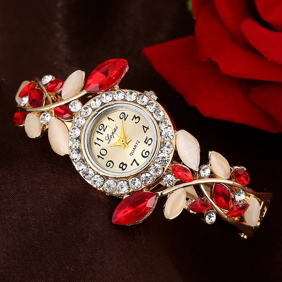 Fashion Flower Womens Bangle Watches Luxury Stainless Steel Rhinestone Quartz Watch Women Vintage Elegant Ladies Image 10