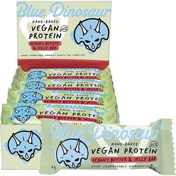 Blue Dinosaur Vegan Protein Bar Peanut Butter and Jelly 12x45g Image 1