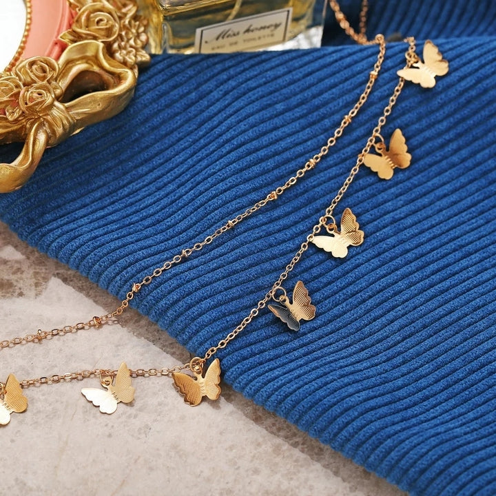 Gold Plated Butterfly Multilayer Necklace Image 6