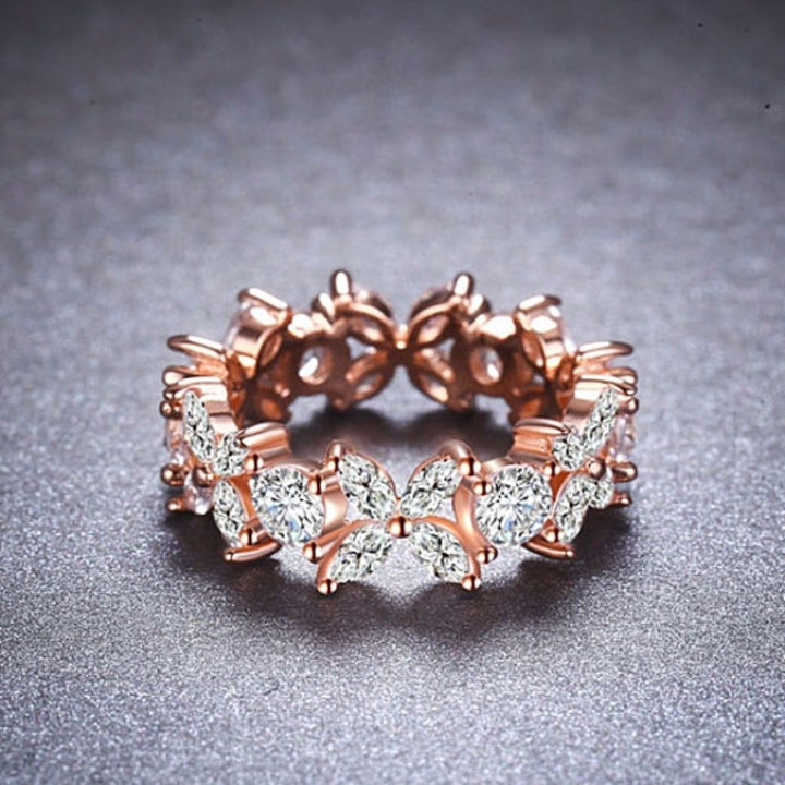 Dazzling Crystal Flower Ring in 18K Rose Gold Plated Image 2