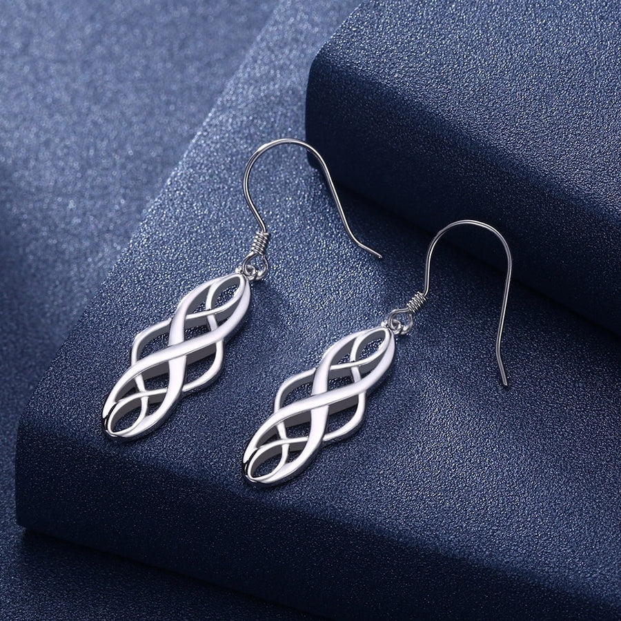 925 Sterling Silver Celtic Swirl Drop Earrings Image 1