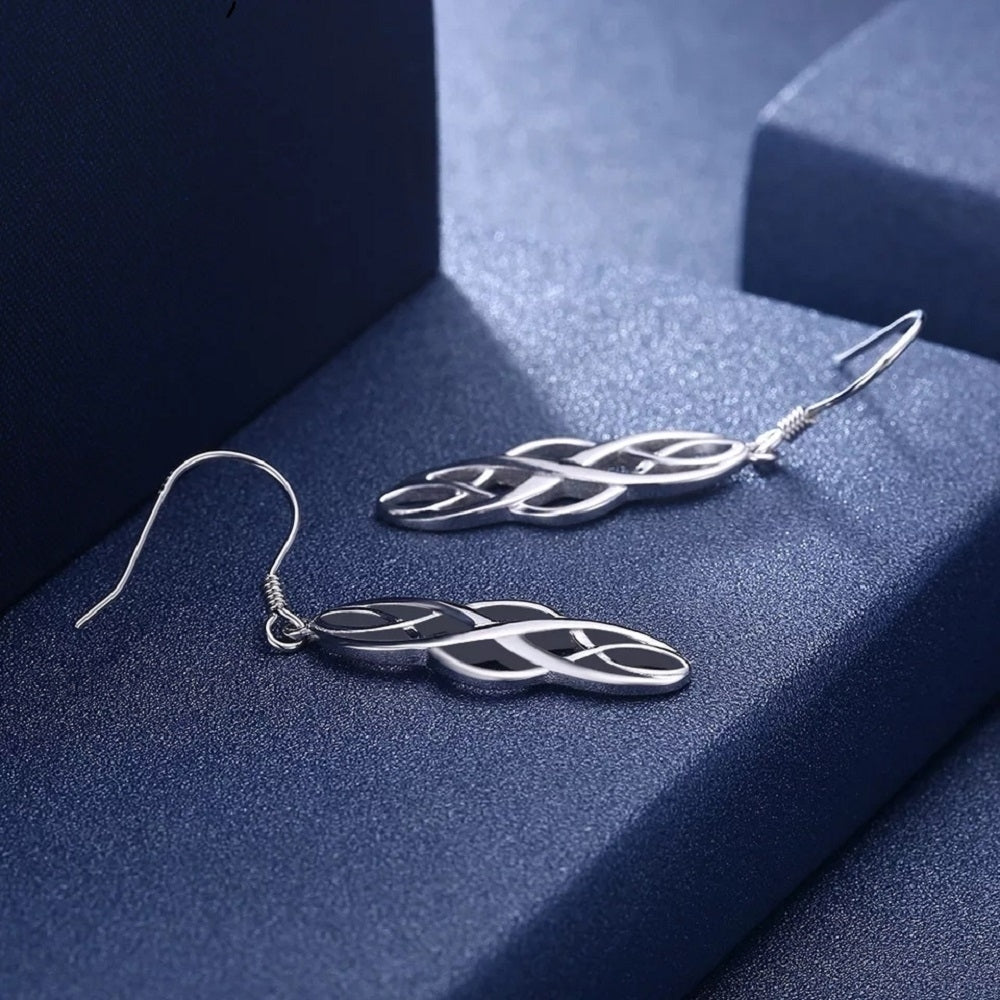 925 Sterling Silver Celtic Swirl Drop Earrings Image 2