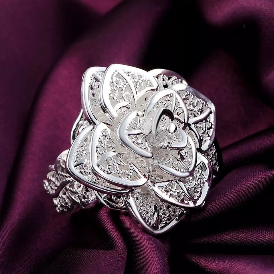 925 Sterling Silver Flower Ring Image 3