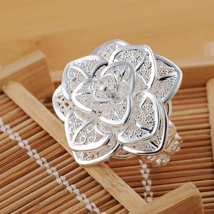 925 Sterling Silver Flower Ring Image 4