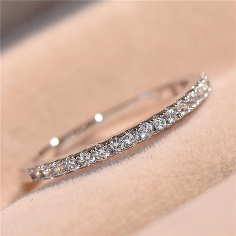 Micro Pave Eternity Crystal Band Ring Image 4