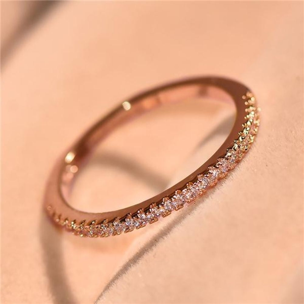 Micro Pave Eternity Crystal Band Ring Image 4