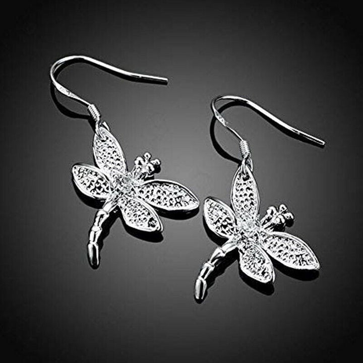 925 Sterling Silver Dragonfly Hoop Earrings Image 3