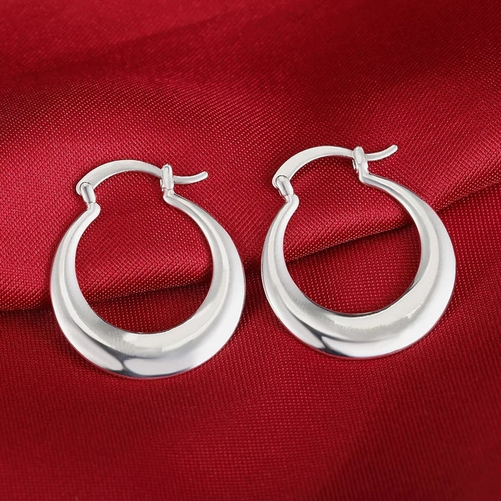 925 Sterling Silver Elegant Round Hoop Earrings Image 3