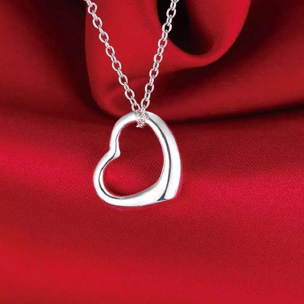 925 Sterling Silver Heart Pendant Necklace Image 2