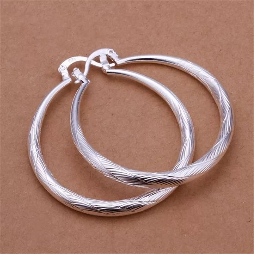 925 Sterling Silver Filigree Round Hoop Earrings Image 3