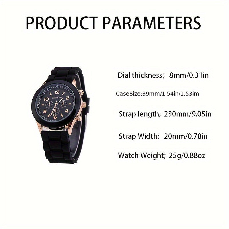 4 Pcs Couples Quartz Watches Silicone Strap Zinc Alloy Pointer Zinc Alloy Dial And Bracelet Jewelry For Women Men Image 4