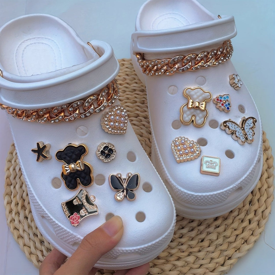 14pcs/set Fashion DIY Shoe Charm Black and White Bears Set Shoe Accessories For Crocs Image 7