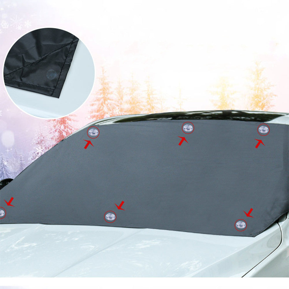 Car Windshield Sunshade Cover 210x120CM Waterproof Magnetic Black Windproof Image 2