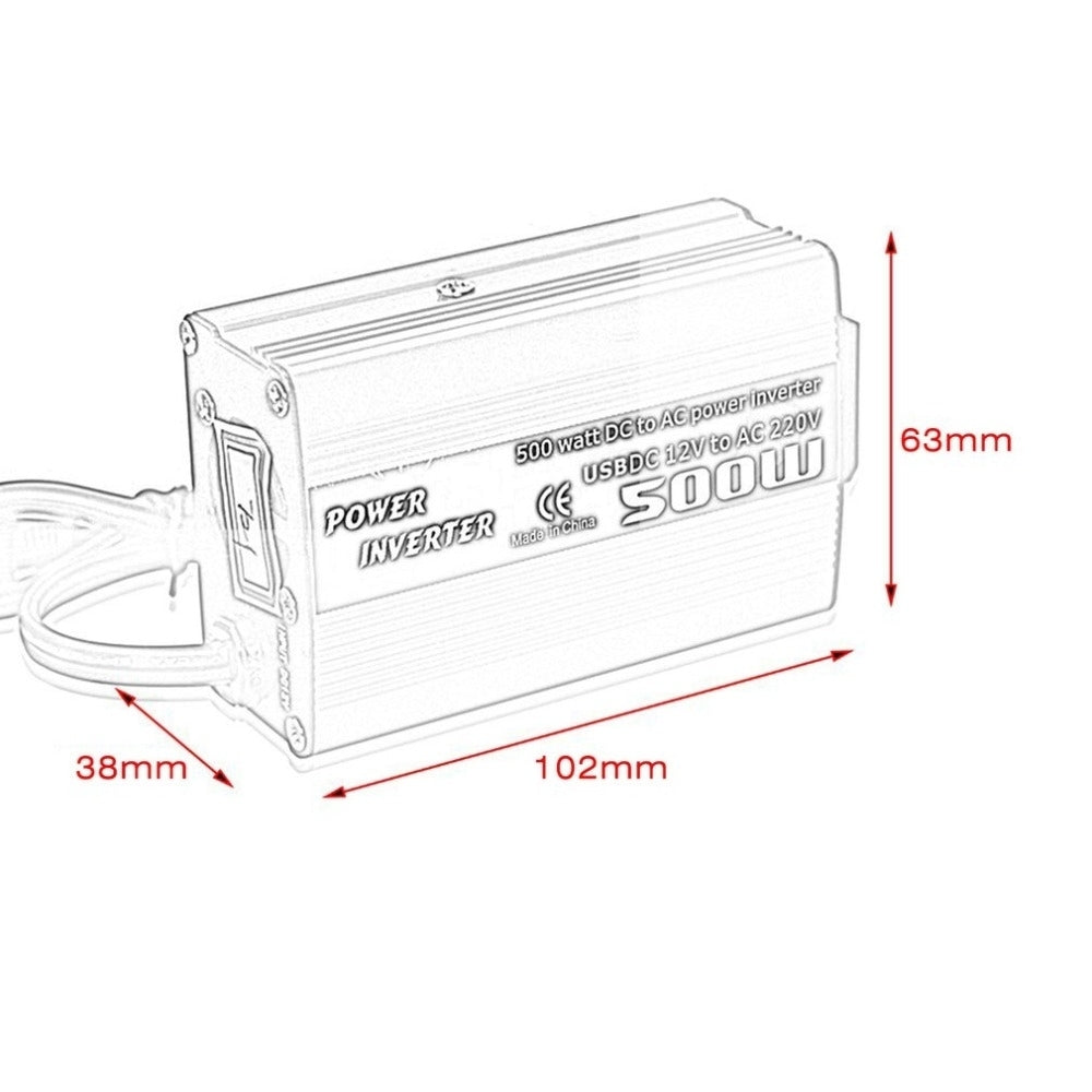 CNSPEED 500W DC to AC Power Converter 12V to 220V Inverter with Dual USB Adapter Image 7