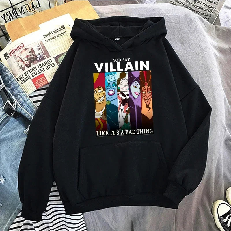 Disney Graphics Print Women Hoodie Fashion Villains Bad Girl Have More Fun Hoodies Tops 90s Harajuku Gothic Hooded Image 2