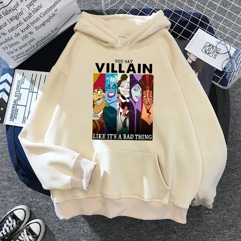 Disney Graphics Print Women Hoodie Fashion Villains Bad Girl Have More Fun Hoodies Tops 90s Harajuku Gothic Hooded Image 1