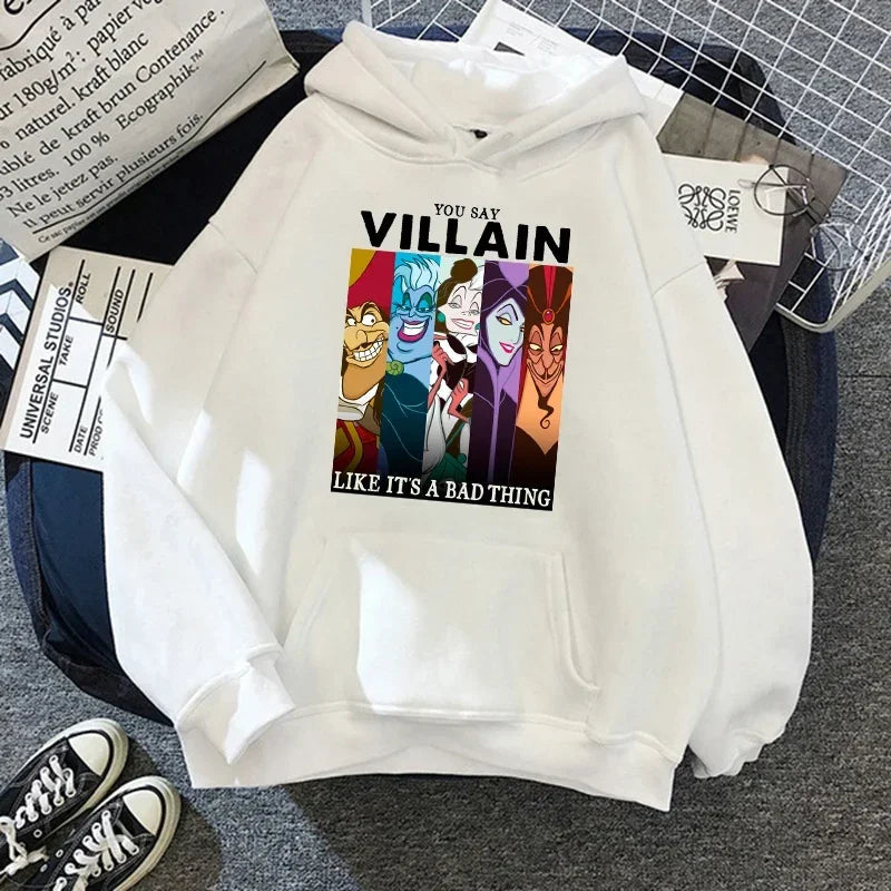 Disney Graphics Print Women Hoodie Fashion Villains Bad Girl Have More Fun Hoodies Tops 90s Harajuku Gothic Hooded Image 4