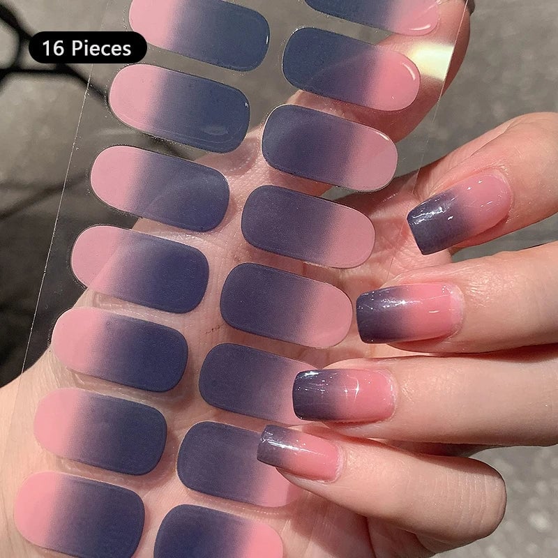 Nude Gradient Nail Sticker Long Lasting Full Cover Wraps Self-adhesive Stickers for Nails Nail Art DIY Decoration Press Image 2