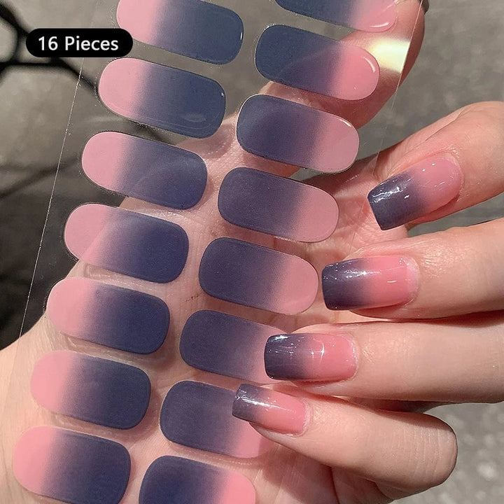 Nude Gradient Nail Sticker Long Lasting Full Cover Wraps Self-adhesive Stickers for Nails Nail Art DIY Decoration Press Image 2