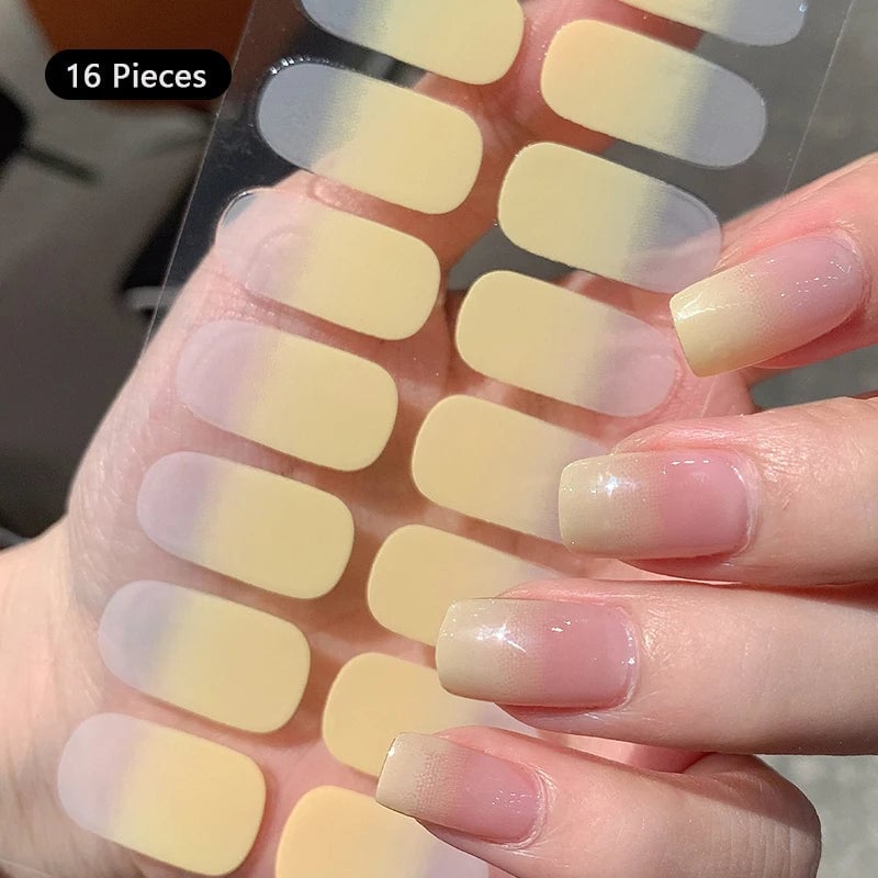 Nude Gradient Nail Sticker Long Lasting Full Cover Wraps Self-adhesive Stickers for Nails Nail Art DIY Decoration Press Image 4