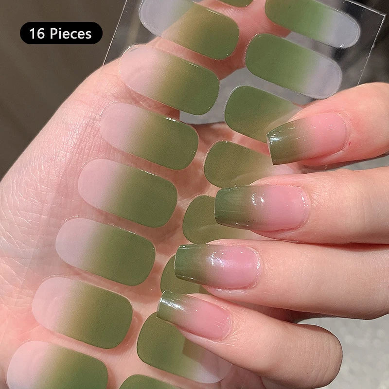 Nude Gradient Nail Sticker Long Lasting Full Cover Wraps Self-adhesive Stickers for Nails Nail Art DIY Decoration Press Image 4