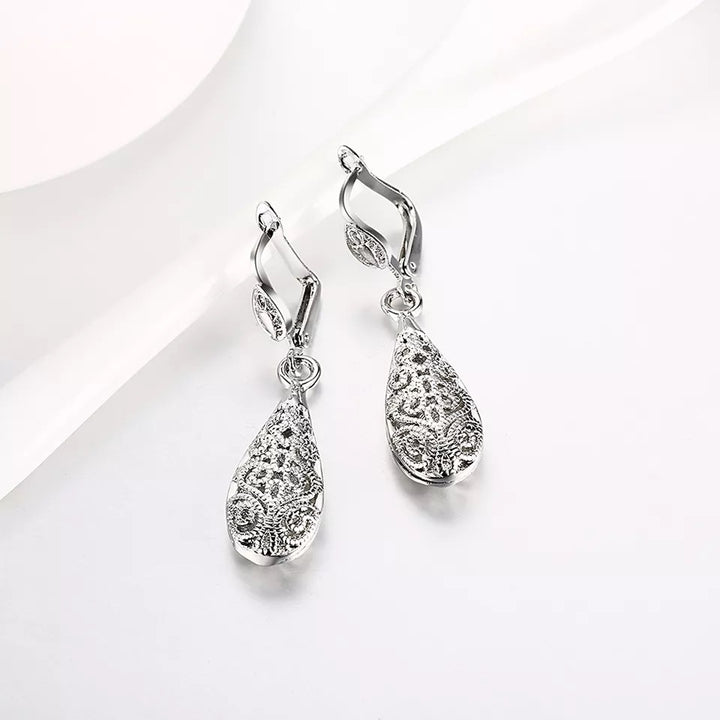 18K Gold Plated Filigree Teardrop Leverback Drop Dangle Earrings Image 7