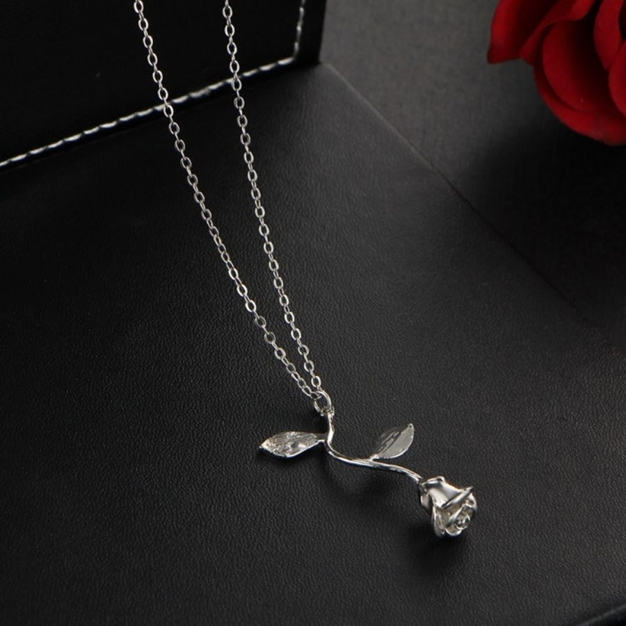 Women Delicate Rose Flower Pendant Chain Necklace Jewelry Image 7