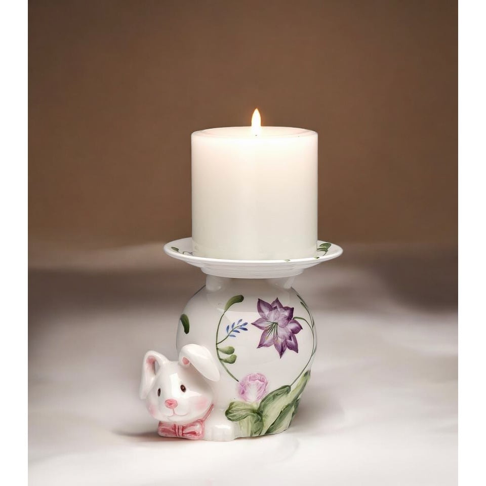 Ceramic Bunny Rabbit Pillar Candle Holder , Image 1