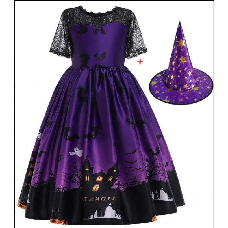 Halloween Princess Dress Halloween Printed Mesh Image 4