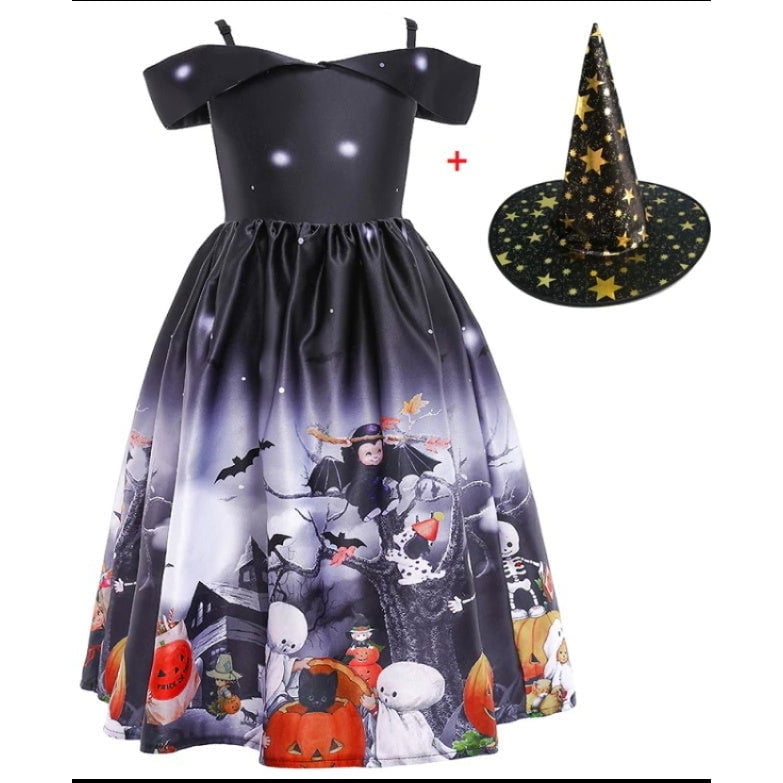 Halloween Princess Dress Halloween Printed Mesh Image 6