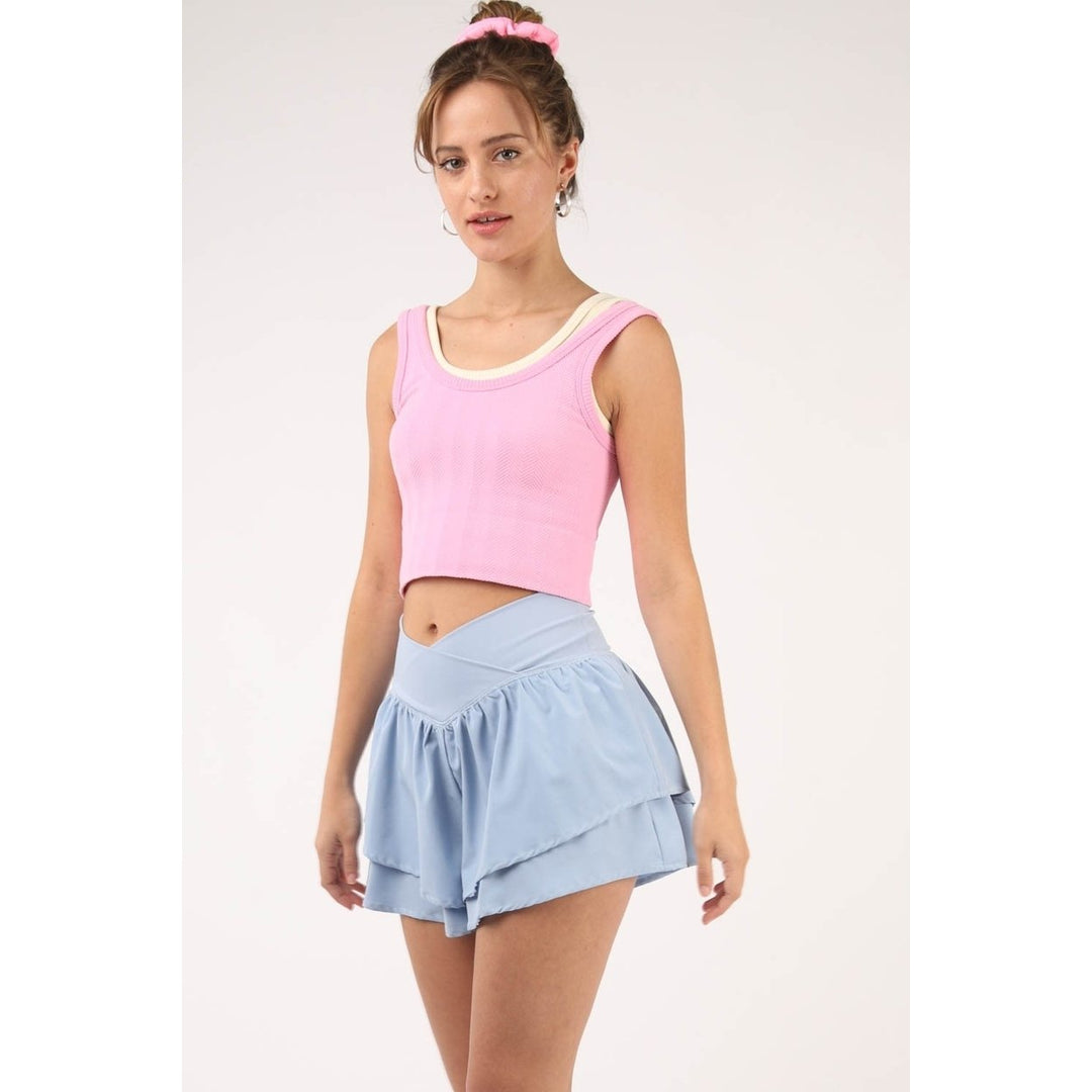 V-Shaped High Waist Layered Active Shorts Image 1