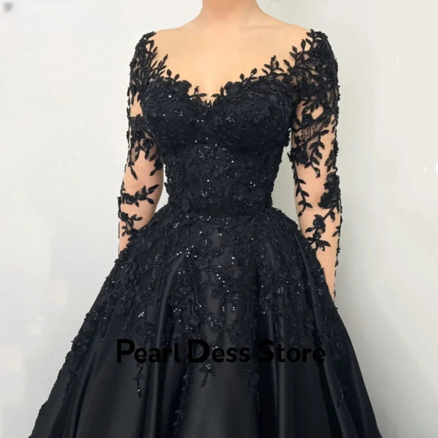 Black Wedding Party Dress Es Long Sleeves Evening Dresses Woman Elegant Party Dresses 2024 for Wedding Guest Dress Women Image 1