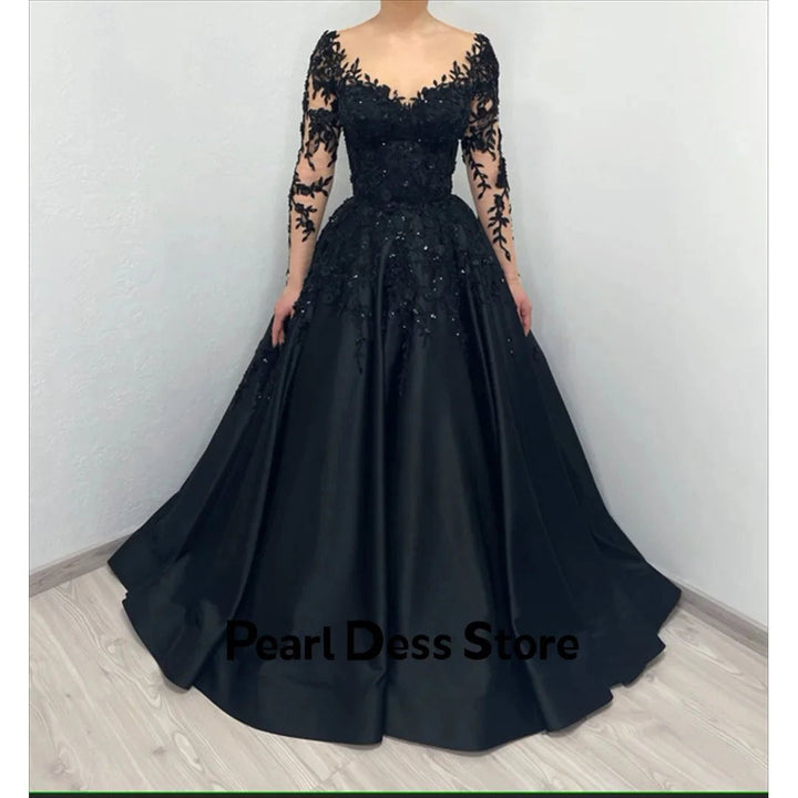 Black Wedding Party Dress Es Long Sleeves Evening Dresses Woman Elegant Party Dresses 2024 for Wedding Guest Dress Women Image 3