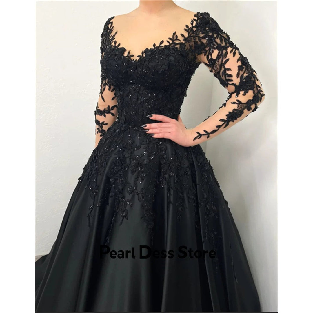 Black Wedding Party Dress Es Long Sleeves Evening Dresses Woman Elegant Party Dresses 2024 for Wedding Guest Dress Women Image 4