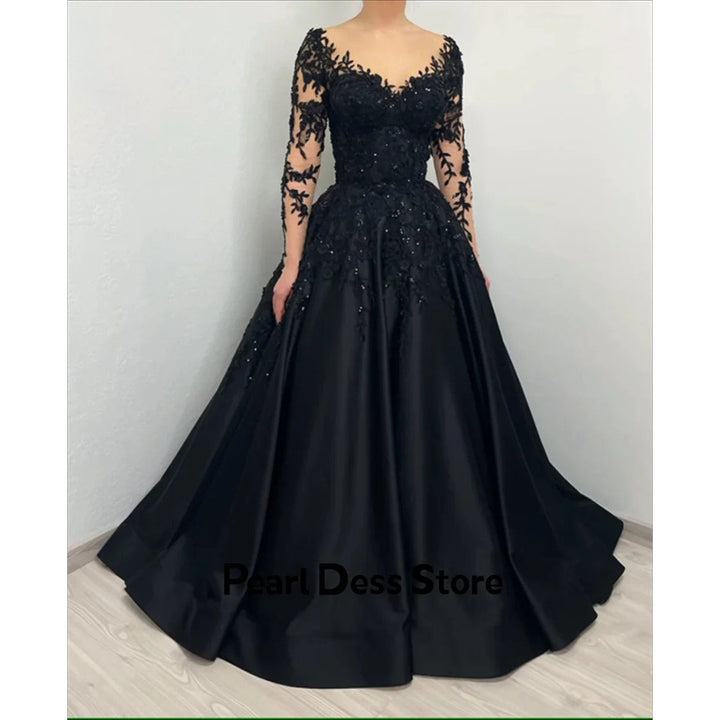 Black Wedding Party Dress Es Long Sleeves Evening Dresses Woman Elegant Party Dresses 2024 for Wedding Guest Dress Women Image 4