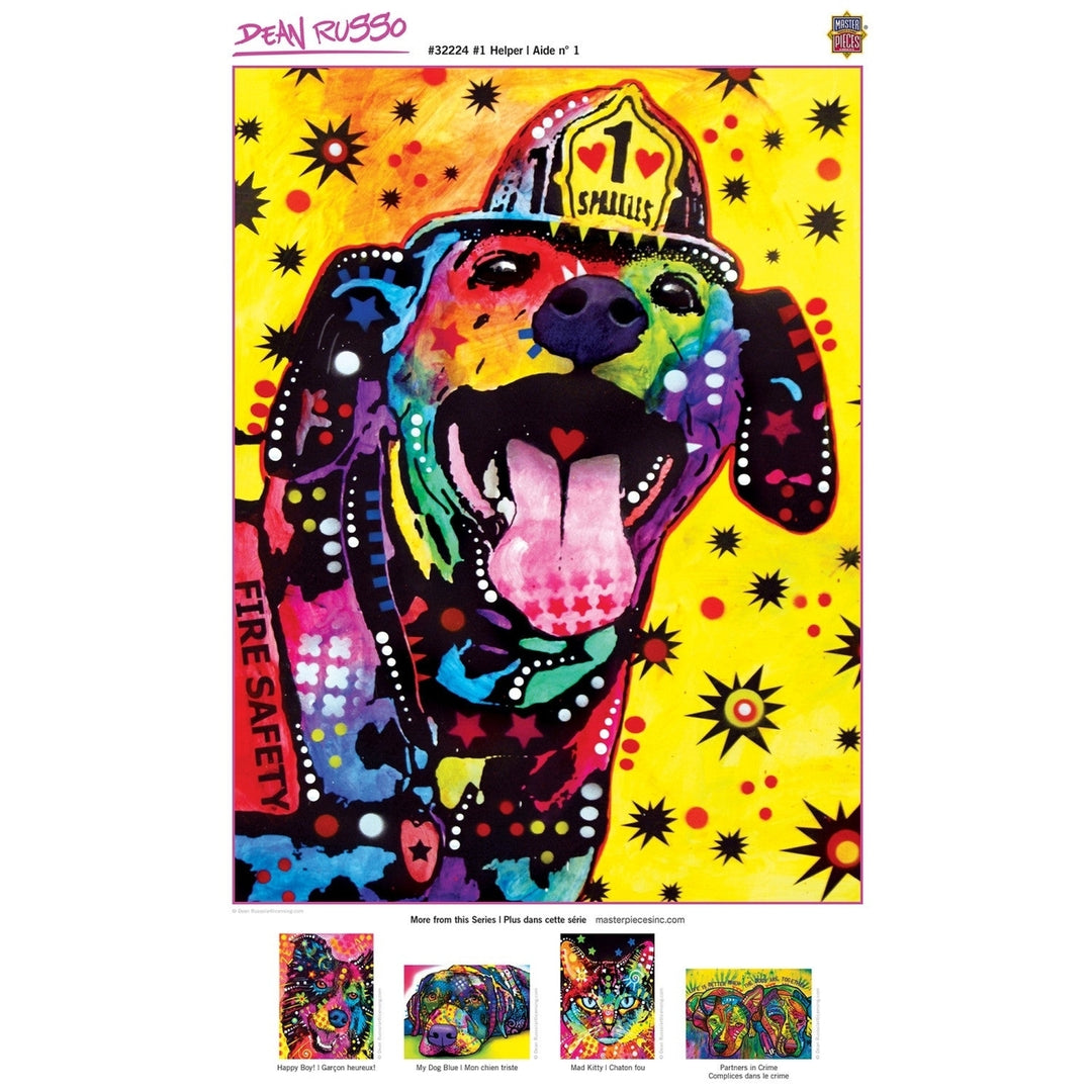 Dean Russo 300 Piece EZ Grip Jigsaw Puzzle Fire Safety Dog Art 18x24 inches Image 4