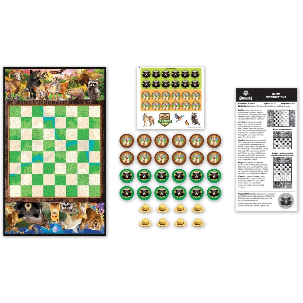 Jr Ranger Checkers Board Game National Parks Kids 2 Players Animal Pieces Image 2