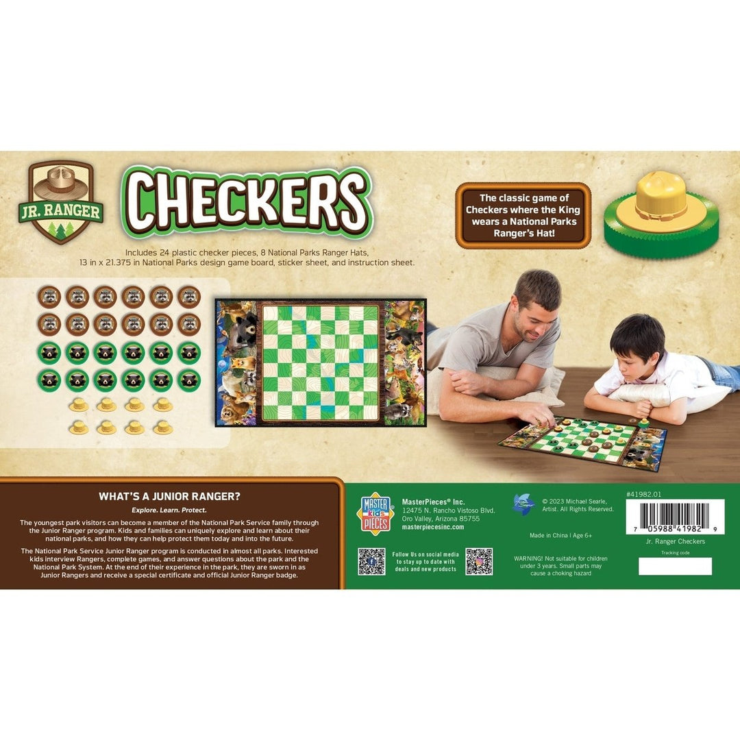 Jr Ranger Checkers Board Game National Parks Kids 2 Players Animal Pieces Image 3