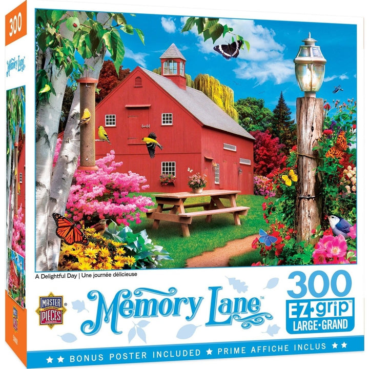 MasterPieces Memory Lane 300 Piece EZ Grip Jigsaw Puzzle Summer Picnic Scene Image 1