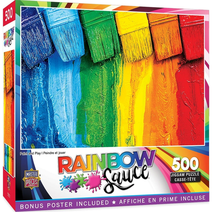 MasterPieces Rainbow Sauce 500 Piece Jigsaw Puzzle 15x21 Colorful Fun Recycled Image 1