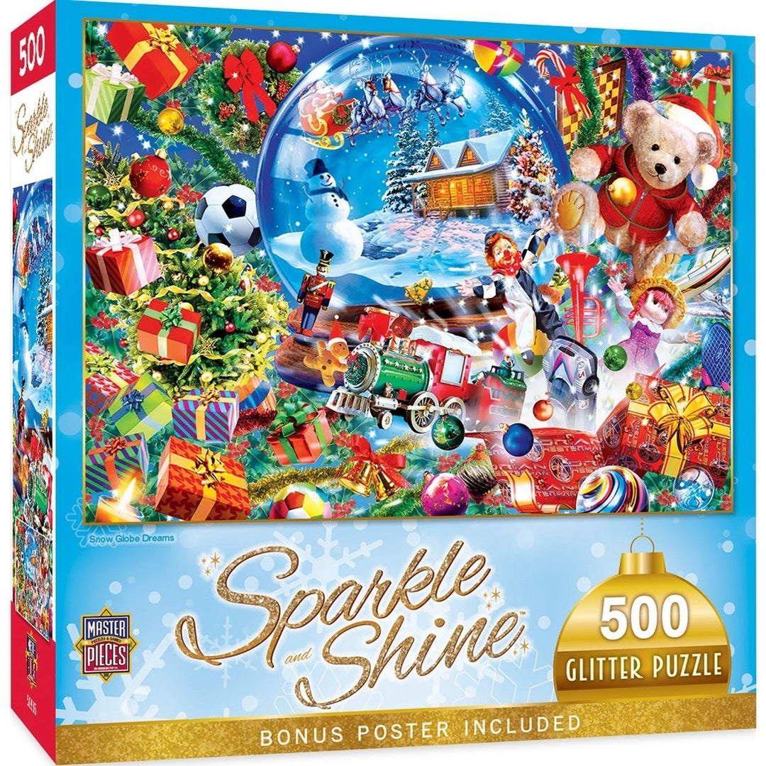 MasterPieces Sparkle and Shine 500 Piece Glitter Jigsaw Puzzle 15x21 Holiday Art Image 1