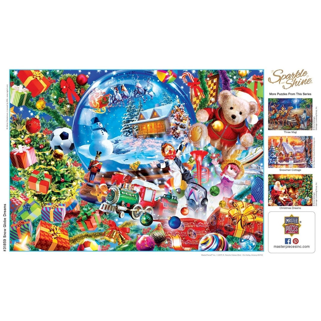 MasterPieces Sparkle and Shine 500 Piece Glitter Jigsaw Puzzle 15x21 Holiday Art Image 4