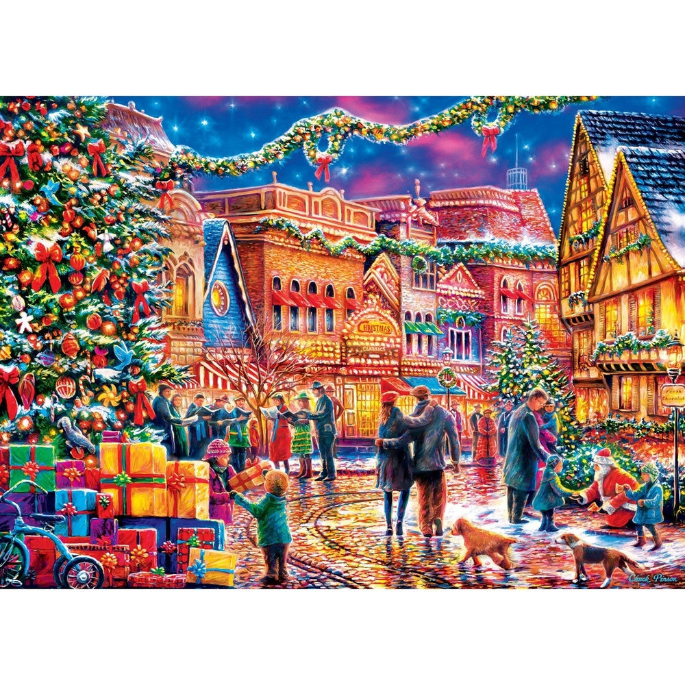 Seasons Greetings - Village Square 1000 Piece Jigsaw Puzzle Image 2