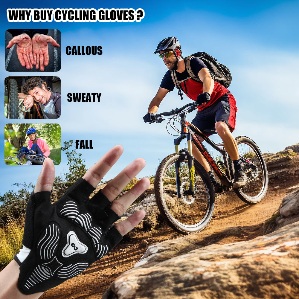 Men Women Cycling Gloves Half Finger Breathable Shock-Absorbing Biking Gloves Image 4