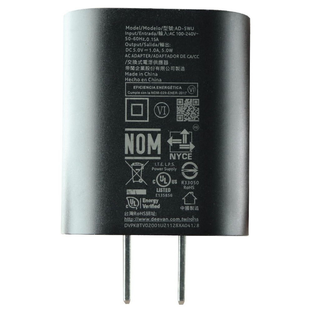 Nokia (5V/1A) Single USB Wall Charger AC Adapter - Black (AD-5WU) Image 2