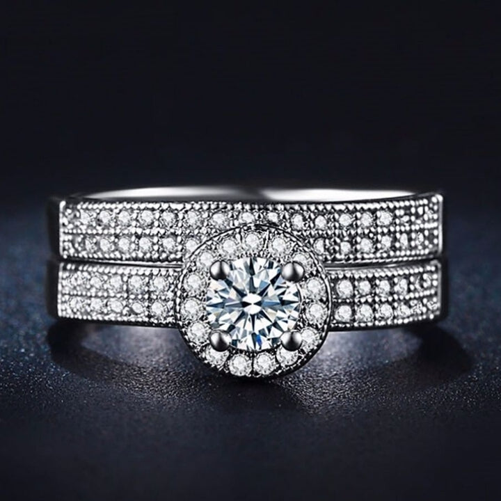 Cubic Zirconia Engagement Wedding Band Ring Image 3