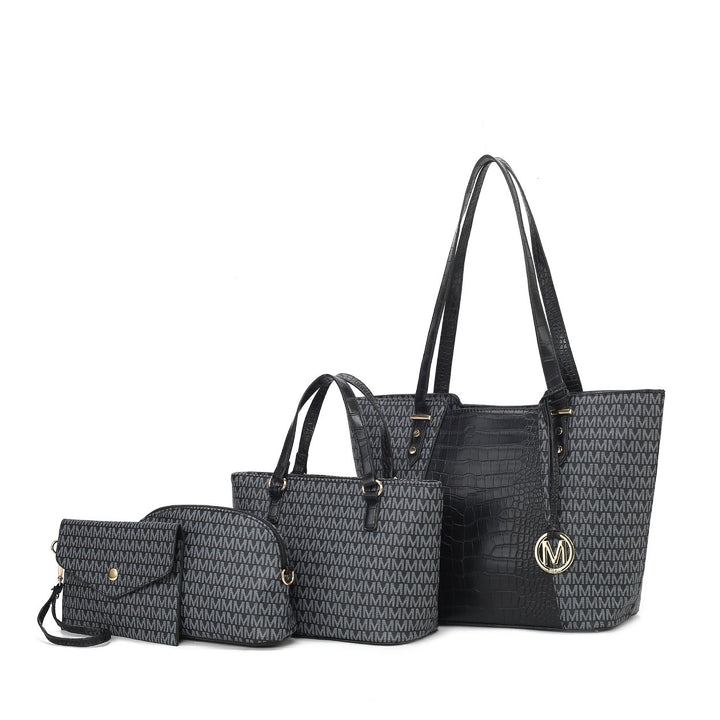 MKF Collection by Mia K Lippa M Signature Crocodile embossed Vegan Leather Women Bag 4 Pcs set Image 2