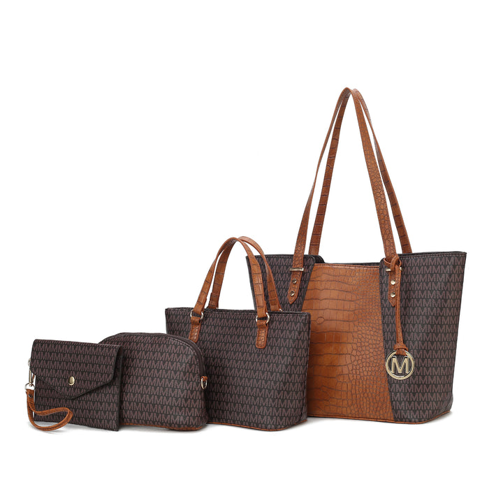 MKF Collection by Mia K Lippa M Signature Crocodile embossed Vegan Leather Women Bag 4 Pcs set Image 3